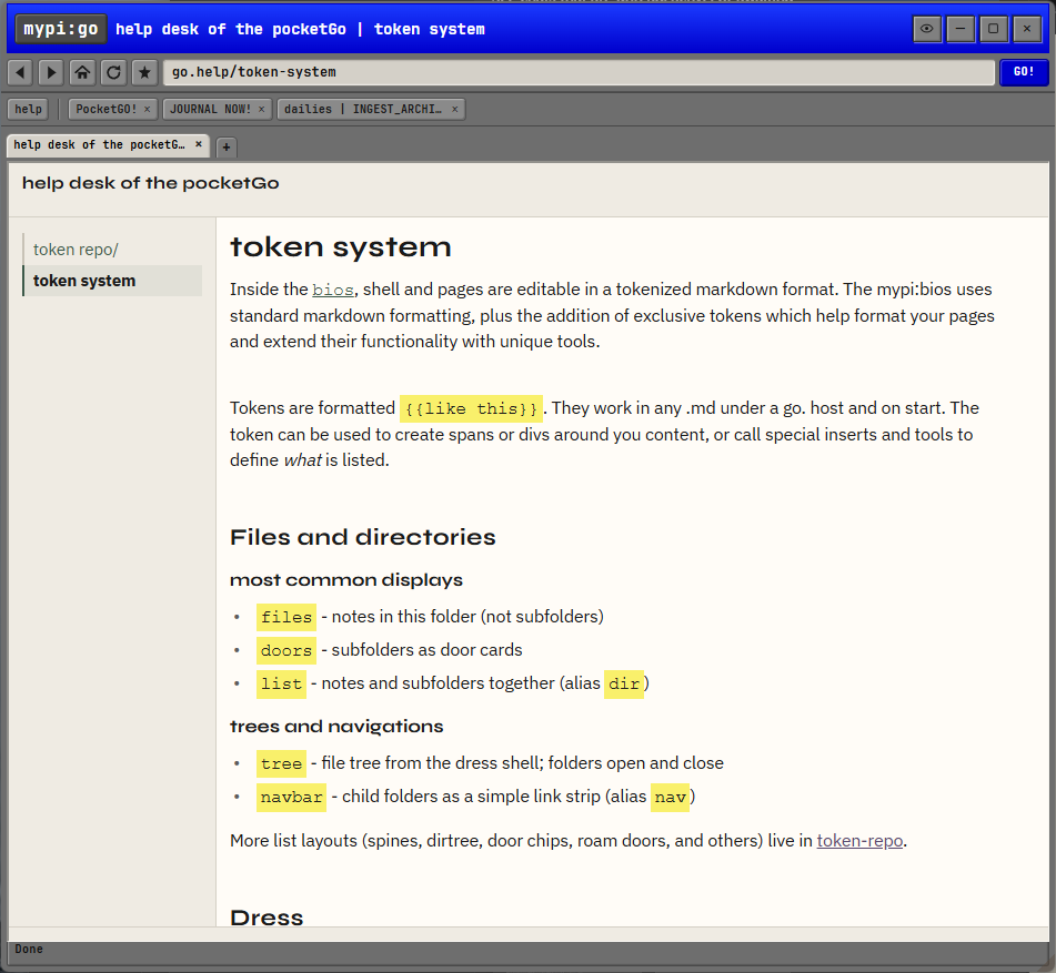 A simple help room with a neutral sidebar and a readable page explaining room tokens.